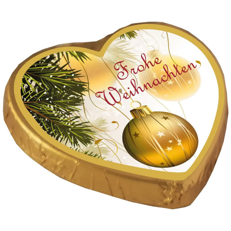 Heindl Spruchherzen Weihnachtskugeln 24 g festliche Pralinen mit Botschaft aus zarter Milchschokolade